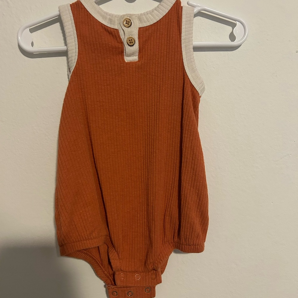 Cat & Jack Orange Baby Romper with White Trim